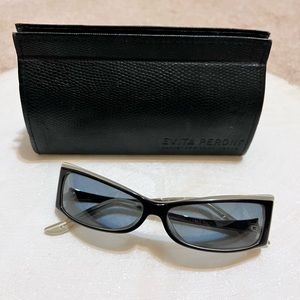 Evita Peroni Thin Sunglasses black with offwhite accent